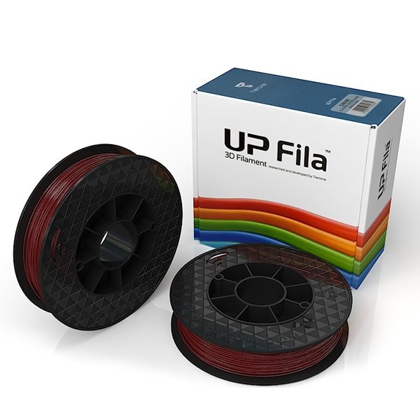 Box of UP Genuine PLA filament 2 spools of 500g per pack in burgandy